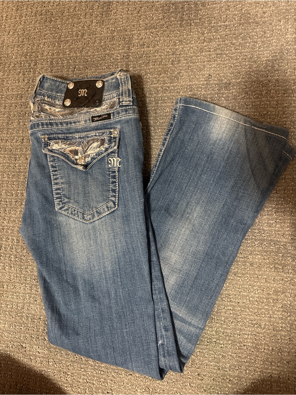Miss Me Light Blue Embroidered Boot Cut Jeans size 31